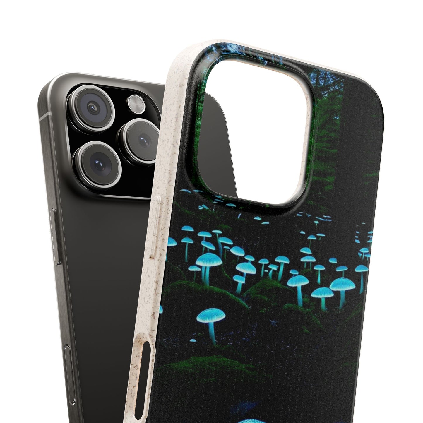 Eco-Friendly Phone Case with Glow-in-the-Dark Mushroom Design